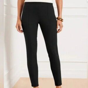 Talbots Black Portland Pant Elastic Waist Side Zip Tapered Ankle Size 6 #2051